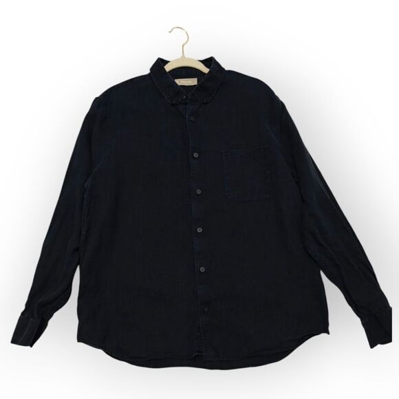 Everlane 100% Linen Men's Navy Casual Button Down Shirt Size L - Picture 5 of 9